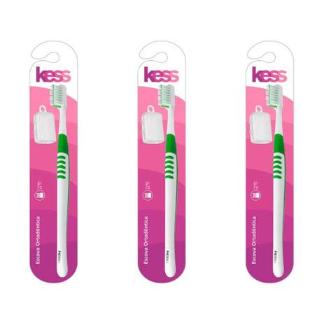 Kess 1992 Escova Dental Ortodôntica (Kit C/03) Menor preço em Kess 1992 Escova Dental Ortodôntica (Kit C/03)