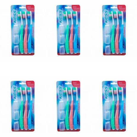Kess Escova Dental + Capa Protetora C/3 (Kit C/06) Menor preço em Kess Escova Dental + Capa Protetora C/3 (Kit C/06)