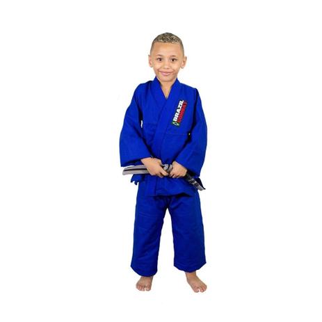Kimono Jiu Jitsu Brazil Combat Infantil Reforçado Azul Menor preço em Kimono Jiu Jitsu Brazil Combat Infantil Reforçado Azul