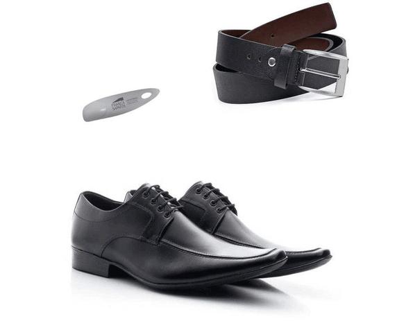 Kit 01 PAR de Sapatos Pretos + Cinto + Calçadeira - Franca Sapatos - No  Magalu - Magazine Luiza