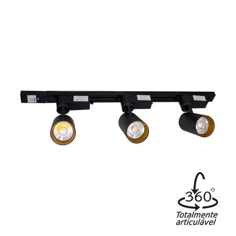 Kit 01 Trilho Eletrificado 60cm + 3 Spots Led 10w St297 Preto Branco Quente 3000k - Starlumen Menor preço em Kit 01 Trilho Eletrificado 60cm + 3 Spots Led 10w St297 Preto Branco Quente 3000k - Starlumen