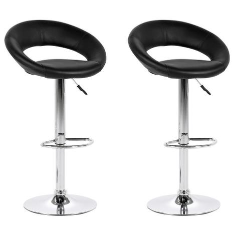 Kit 02 Banquetas Alta Estofada Para Cozinha Lux Preto - Lyam Decor Menor preço em Kit 02 Banquetas Alta Estofada Para Cozinha Lux Preto - Lyam Decor
