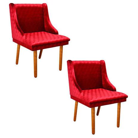 Kit 02 Cadeira Poltrona Decorativa Liz Acetinado Vermelho Drossi