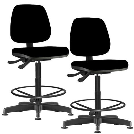 Kit 02 Cadeiras Caixa Alta Giratória Job Suede Preto - Lyam Decor Menor preço em Kit 02 Cadeiras Caixa Alta Giratória Job Suede Preto - Lyam Decor