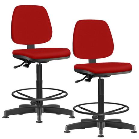Kit 02 Cadeiras Caixa Alta Giratória Job Suede Vermelho - Lymdecor Menor preço em Kit 02 Cadeiras Caixa Alta Giratória Job Suede Vermelho - Lymdecor