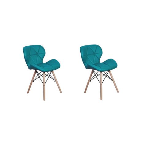 Kit 02 Cadeiras Charles Eames Eiffel Slim Wood Estofada - Turquesa - Magazine decor Menor preço em Kit 02 Cadeiras Charles Eames Eiffel Slim Wood Estofada - Turquesa - Magazine decor