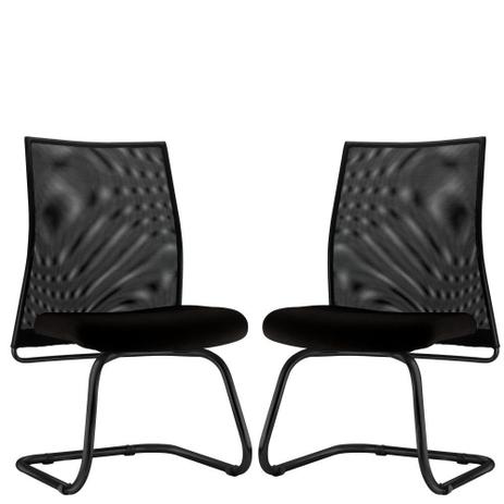 Menor preço em Kit 02 Cadeiras de Escritório Fixa Executiva Ergonômica Liss Suede Preto - Lyam Decor - Lymdecor