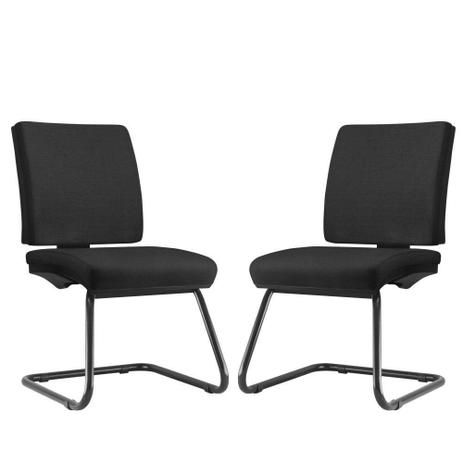 Menor preço em Kit 02 Cadeiras de Escritório Fixa Executiva Simple Tecido Crepe Preto - Lyam Decor