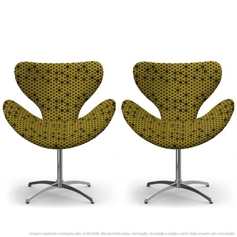 Kit 02 Cadeiras Egg Colmeia Preto E Amarelo Poltrona Decorativa com Base Giratória - Lubrano decor Menor preço em Kit 02 Cadeiras Egg Colmeia Preto E Amarelo Poltrona Decorativa com Base Giratória - Lubrano decor