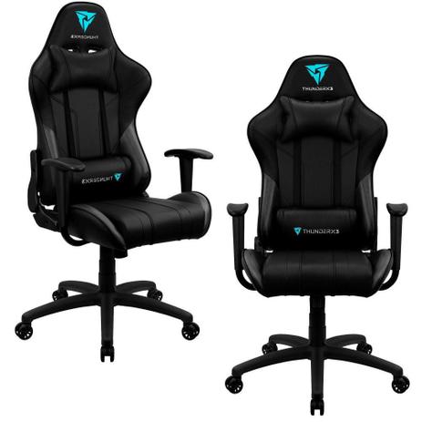 Kit 02 Cadeiras Gamer Office Giratória com Elevação a Gás EC3 Preto - ThunderX3 Menor preço em Kit 02 Cadeiras Gamer Office Giratória com Elevação a Gás EC3 Preto - ThunderX3