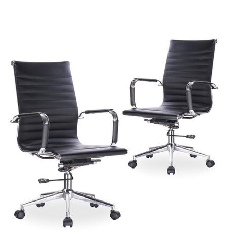 Kit 02 Cadeiras Giratórias Para Escritório Resolute Office Preto - Lym Decor - Lymdecor Menor preço em Kit 02 Cadeiras Giratórias Para Escritório Resolute Office Preto - Lym Decor - Lymdecor