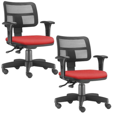Menor preço em Kit 02 Cadeiras Giratórias Zip Executiva Ergonômica Escritório Suede Vermelho - Lyam Decor