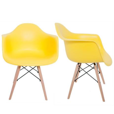 Kit 02 Cadeiras Melbourne Eiffel Charles Eames Base Madeira - Amarelo - Factus - Facthus Menor preço em Kit 02 Cadeiras Melbourne Eiffel Charles Eames Base Madeira - Amarelo - Factus - Facthus