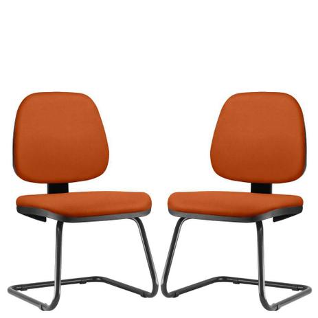 Menor preço em Kit 02 Cadeiras Para Escritório Job Fixa Suede Laranja - Lyam Decor - Lymdecor