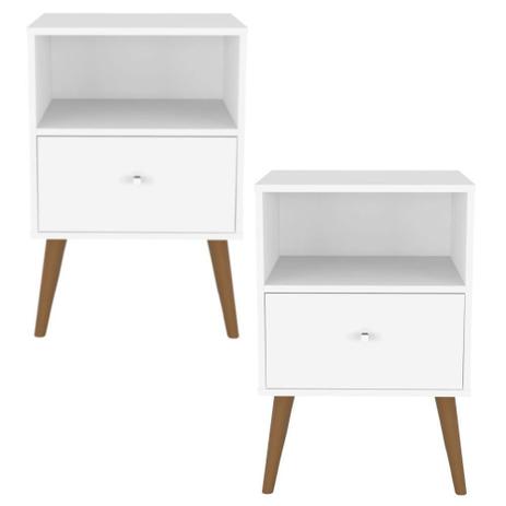 Kit 02 Criados Mudos com 01 Gaveta MB 2014 Branco - Lyam Decor Menor preço em Kit 02 Criados Mudos com 01 Gaveta MB 2014 Branco - Lyam Decor