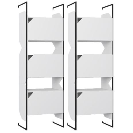Kit 02 Estantes Triplas Com Porta E Suporte Metálico Soul Branco TX - Be Mobiliário Menor preço em Kit 02 Estantes Triplas Com Porta E Suporte Metálico Soul Branco TX - Be Mobiliário