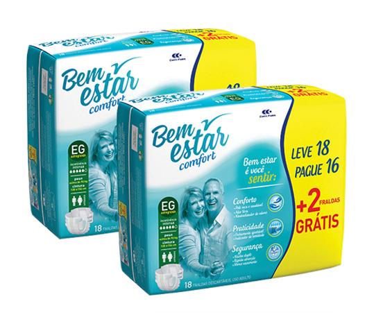 Kit 02 Fraldas ADULTO BEM ESTAR COMFORT - EG - ECONOMICA - C/36 Unidades - Carta fabril Menor preço em Kit 02 Fraldas ADULTO BEM ESTAR COMFORT - EG - ECONOMICA - C/36 Unidades - Carta fabril