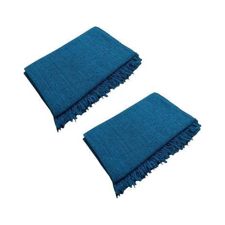 Kit 02 Mantas Decorativa de Algodão Unicolor Liso Azul - DRossi - Dohler Menor preço em Kit 02 Mantas Decorativa de Algodão Unicolor Liso Azul - DRossi - Dohler