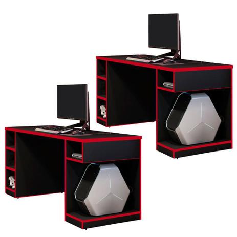 Kit 02 Mesas Para Computador Notebook PC Gamer Destiny Preto Vermelho - Lyam Decor - Lymdecor Menor preço em Kit 02 Mesas Para Computador Notebook PC Gamer Destiny Preto Vermelho - Lyam Decor - Lymdecor