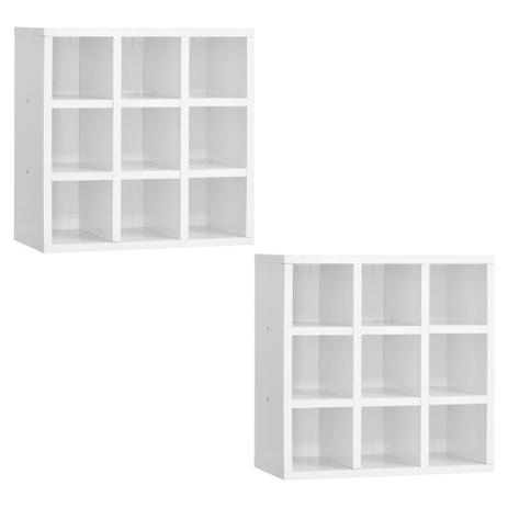 Kit 02 Nichos Porta Toalhas 09 Lugares 40x40cm Branco - AJL Móveis Menor preço em Kit 02 Nichos Porta Toalhas 09 Lugares 40x40cm Branco - AJL Móveis