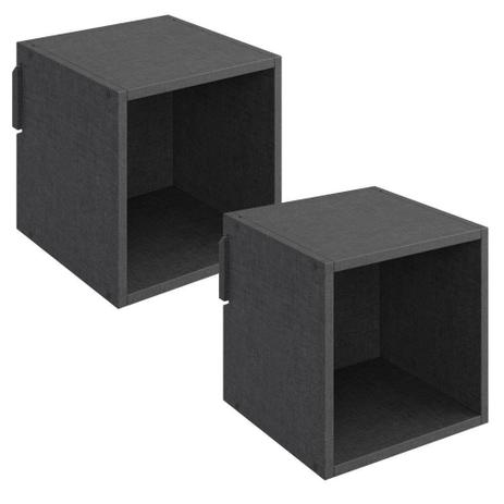 Kit 02 Nichos Quadrado Decorativo Mov Carbono Trama - Be Mobiliário Menor preço em Kit 02 Nichos Quadrado Decorativo Mov Carbono Trama - Be Mobiliário
