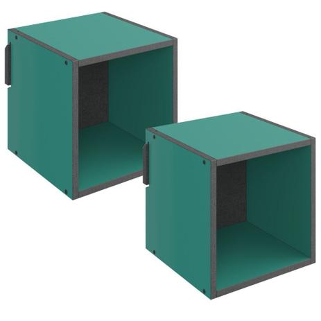Kit 02 Nichos Quadrados Decorativo Mov Turquesa - Be Mobiliário Menor preço em Kit 02 Nichos Quadrados Decorativo Mov Turquesa - Be Mobiliário