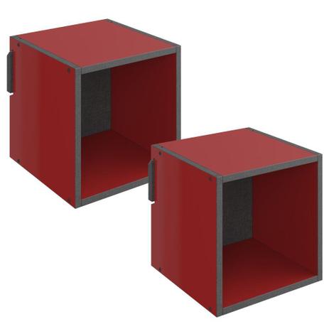 Kit 02 Nichos Quadrados Decorativo Mov Vermelho - Be Mobiliário Menor preço em Kit 02 Nichos Quadrados Decorativo Mov Vermelho - Be Mobiliário