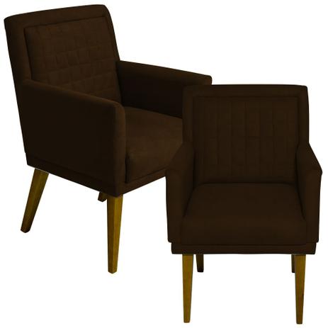 Kit 02 Poltrona Cadeira Decorativa Para Sala Estar Decoração Recepção Versage - Sued Marrom - Nanda decor é boa?