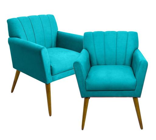 Kit 02 Poltrona Cadeira Decorativa Para Sala Quarto Recepção Clinica Iza - Sued Turquesa - Di menezes decor é boa?