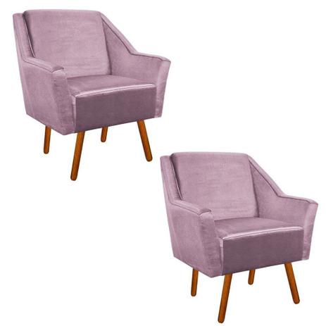 Menor preço em Kit 02 Poltrona Decorativa Ana Acetinado Animale Lilás - DRossi
