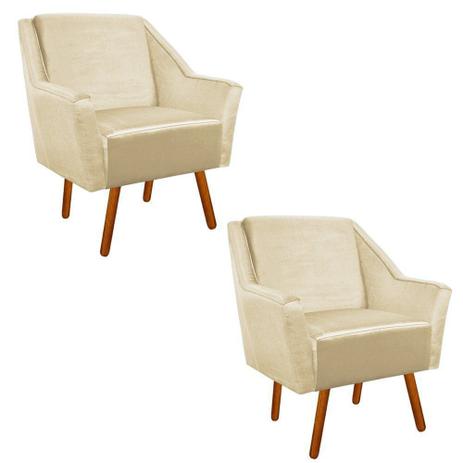 Menor preço em Kit 02 Poltrona Decorativa Ana Acetinado Bege - D'Rossi