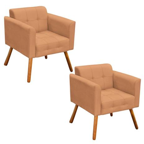 Menor preço em Kit 02 Poltrona Decorativa Elisa Suede Caramelo Sisal Pés Palito - D'Rossi - Condor