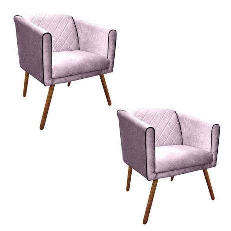 Kit 02 Poltrona Decorativa Helena Acetinado Animale Lilás - DRossi Menor preço em Kit 02 Poltrona Decorativa Helena Acetinado Animale Lilás - DRossi