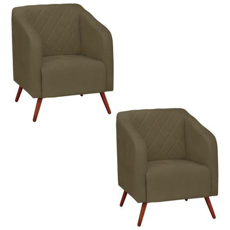 Kit 02 Poltrona Decorativa Silmara Suede Marrom Rato Pés Palito - DRossi - Condor Menor preço em Kit 02 Poltrona Decorativa Silmara Suede Marrom Rato Pés Palito - DRossi - Condor