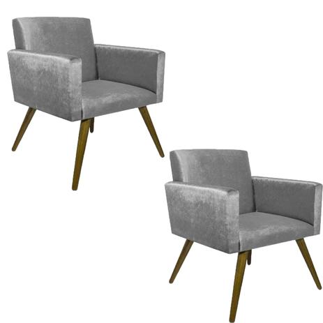 Kit 02 Poltrona Decorativas Para Sala e Escritório Beatriz Suede Cinza - Am decor é boa?