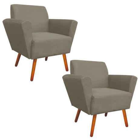Kit 02 Poltronas Decorativa Dora Suede Marrom Rato - D'Rossi Menor preço em Kit 02 Poltronas Decorativa Dora Suede Marrom Rato - D'Rossi