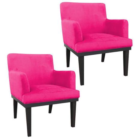 Kit 02 Poltronas Decorativa Vitória para Sala e Recepção Suede Pink - DRossi Menor preço em Kit 02 Poltronas Decorativa Vitória para Sala e Recepção Suede Pink - DRossi
