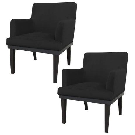 Kit 02 Poltronas Decorativa Vitória Sala e Recepção Suede Preto - DS Móveis é boa?