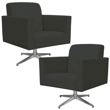 Kit 02 Poltronas Decorativas Base Giratória Para Sala de Estar Helô Suede Cinza - Lyam Decor Menor preço em Kit 02 Poltronas Decorativas Base Giratória Para Sala de Estar Helô Suede Cinza - Lyam Decor