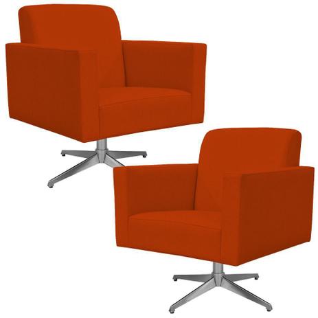 Kit 02 Poltronas Decorativas Base Giratória Para Sala de Estar Helô Suede Laranja - Lyam Decor - Lymdecor é boa?