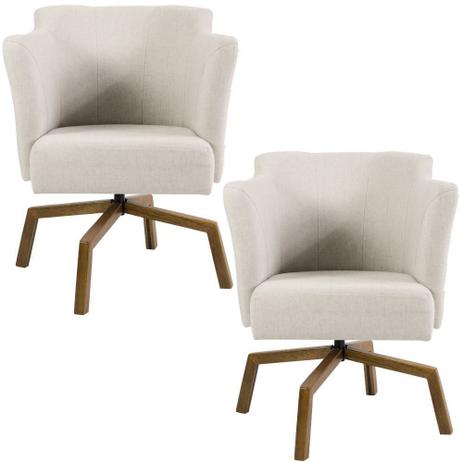 Kit 02 Poltronas Decorativas Giratória Base Ka Sabrina Algodão Bege B-81 - Lyam Decor Menor preço em Kit 02 Poltronas Decorativas Giratória Base Ka Sabrina Algodão Bege B-81 - Lyam Decor