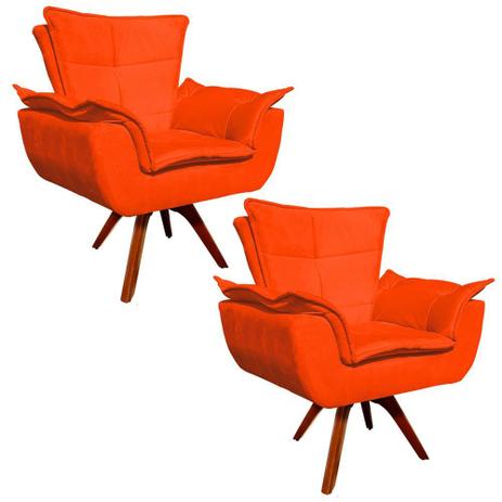 Kit 02 Poltronas Decorativas Gran Opala Base Giratória Madeira Suede Laranja - D'Rossi é boa?