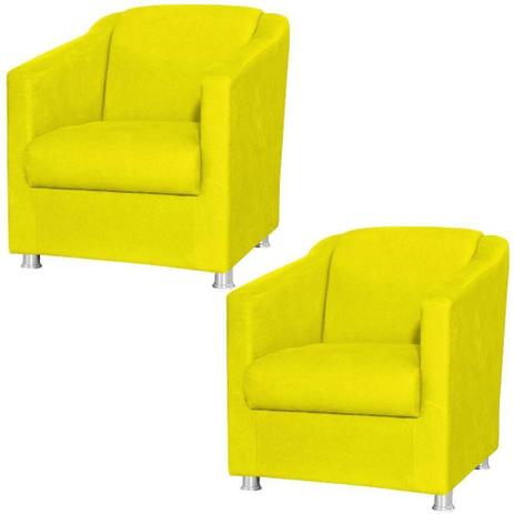 Menor preço em Kit 02 Poltronas Decorativas Laura Suede Amarelo - Lyam Decor