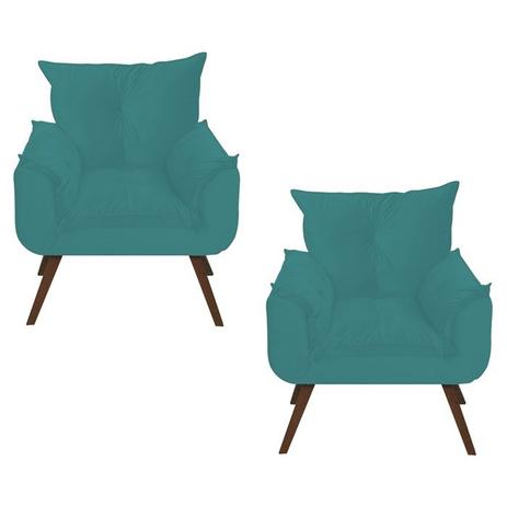 Kit 02 Poltronas Decorativas Opalla Suede Turquesa Pés Trapezio JRV é boa?