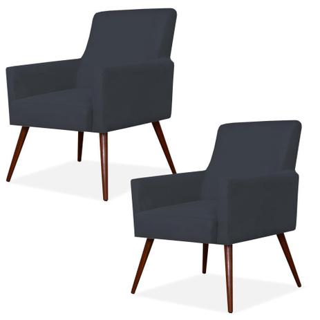 Kit 02 Poltronas Decorativas Para Sala de Estar e Recepção Maria Pés Palito Suede Preto - Lym Decor - Lymdecor Menor preço em Kit 02 Poltronas Decorativas Para Sala de Estar e Recepção Maria Pés Palito Suede Preto - Lym Decor - Lymdecor