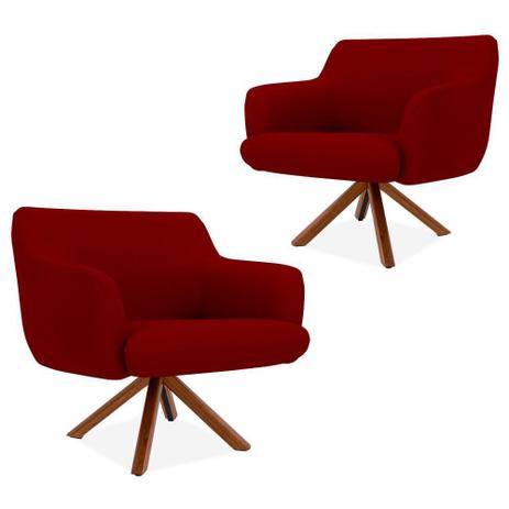 Menor preço em Kit 02 Poltronas Decorativas Para Sala de Estar Jade Veludo Liso Marsala B-278 - Lyam Decor