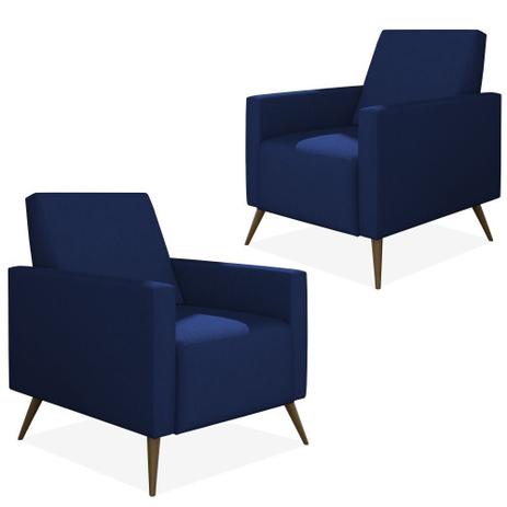 Kit 02 Poltronas Decorativas Para Sala de Estar Pés Palito Liz Suede Azul Marinho - Lym Decor - Lymdecor Menor preço em Kit 02 Poltronas Decorativas Para Sala de Estar Pés Palito Liz Suede Azul Marinho - Lym Decor - Lymdecor