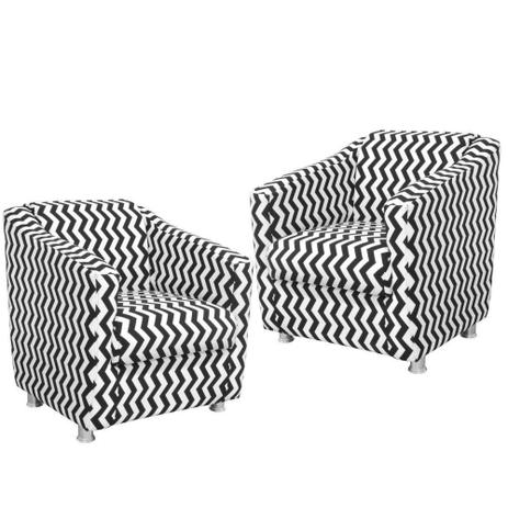 Kit 02 Poltronas Decorativas Para Sala e Escritório Laura Zig Zag Preto - LymDecor Menor preço em Kit 02 Poltronas Decorativas Para Sala e Escritório Laura Zig Zag Preto - LymDecor