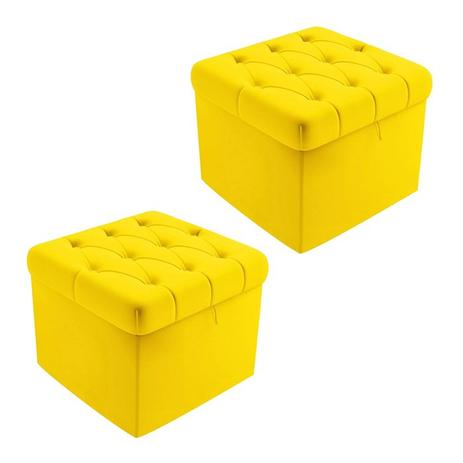 Kit 02 Puff Bau Quadrado Organizador Capitone Suede Liso Amarelo Damm é boa?