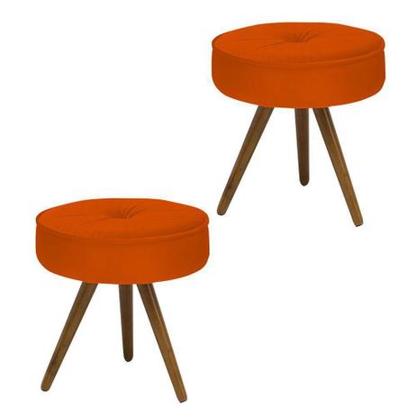 Kit 02 Puff Decorativo Julia Redondo Suede Laranja - DRossi Menor preço em Kit 02 Puff Decorativo Julia Redondo Suede Laranja - DRossi